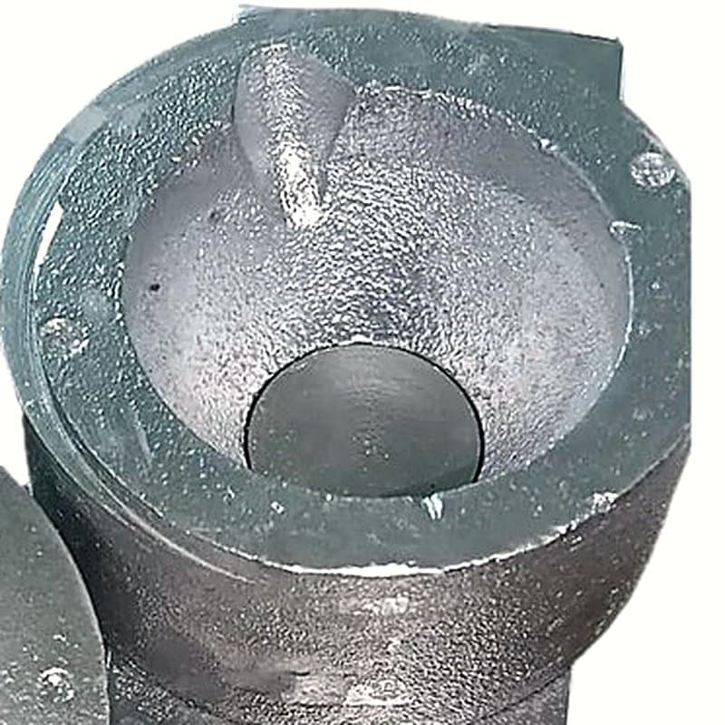 Cast metal lower cavity of a diya mould with wick lip