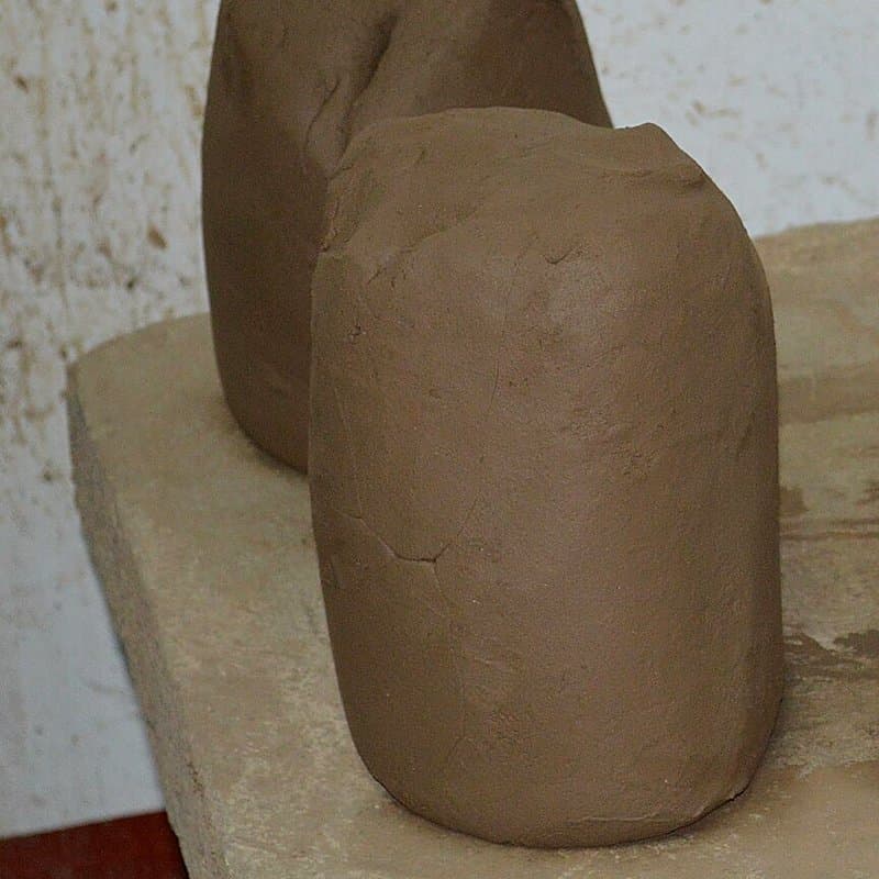 Blocks of wedged potter’s clay ready to use