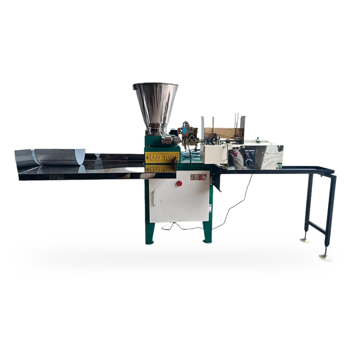 Fully automatic agarbatti making machine with stainless steel hopper, stick feeder and long infeed table