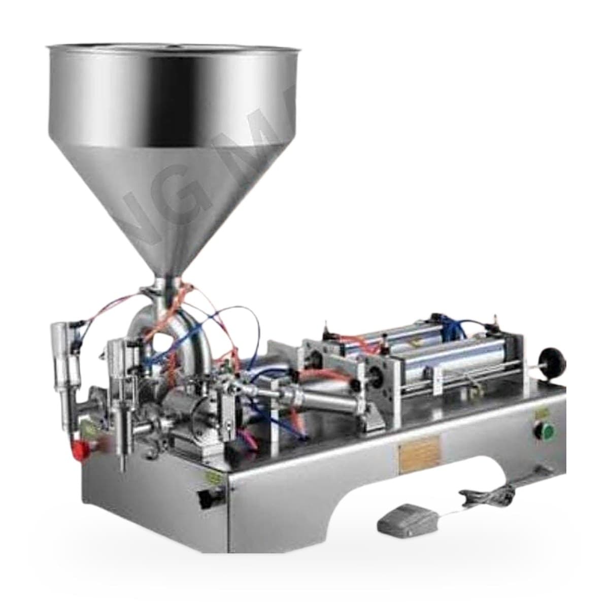 Pneumatic paste filling machine with stainless steel hopper, piston cylinder and filling nozzle