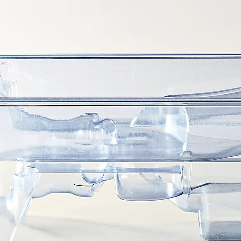 Clear thermoformed plastic blister shells stacked together