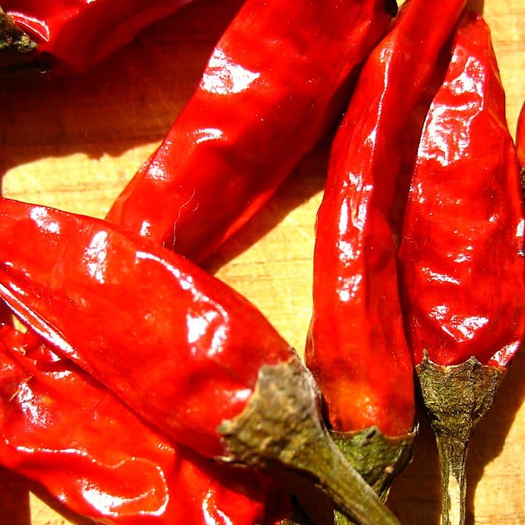 Heap of dried red chillies